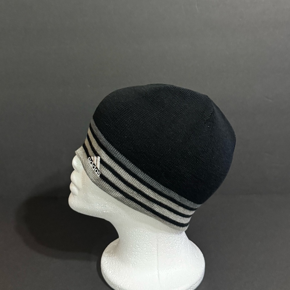 Adidas Beanie Hat I Scully I Black-Gray Stripes I Size S ~ L